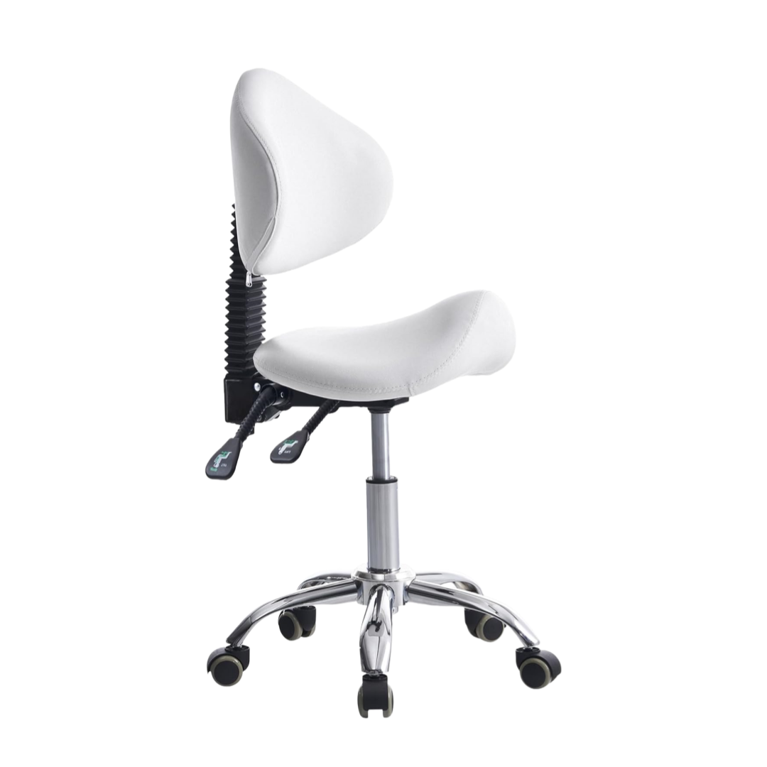 Office Tech Chair - Tabouret de selle roulant avec dossier,