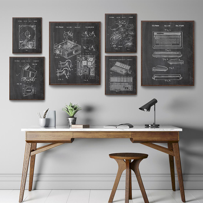 Tech Office Wall - Lot de 6 affiches murales vintage