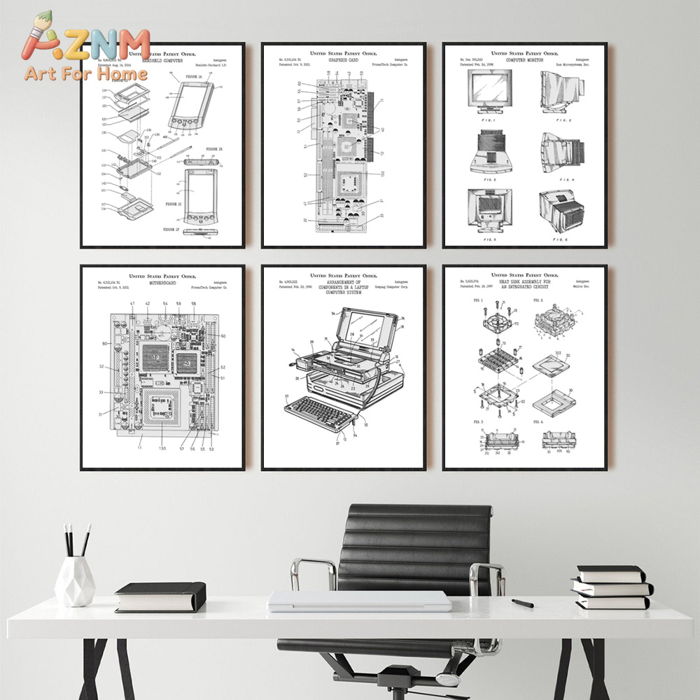 Tech Office Wall - AZNM Tableau sur toile imprimé avec