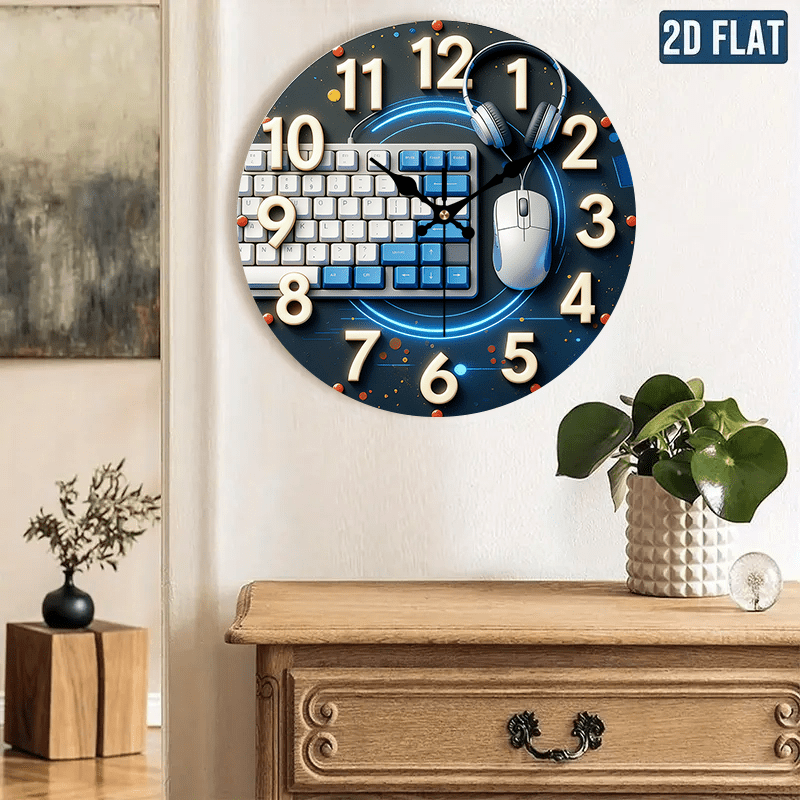 Tech Office Wall - Horloge murale en bois de style