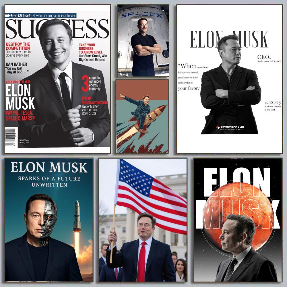 Tech Office Wall - Elon Musk Dogefather, visionnaire technologique, PDG