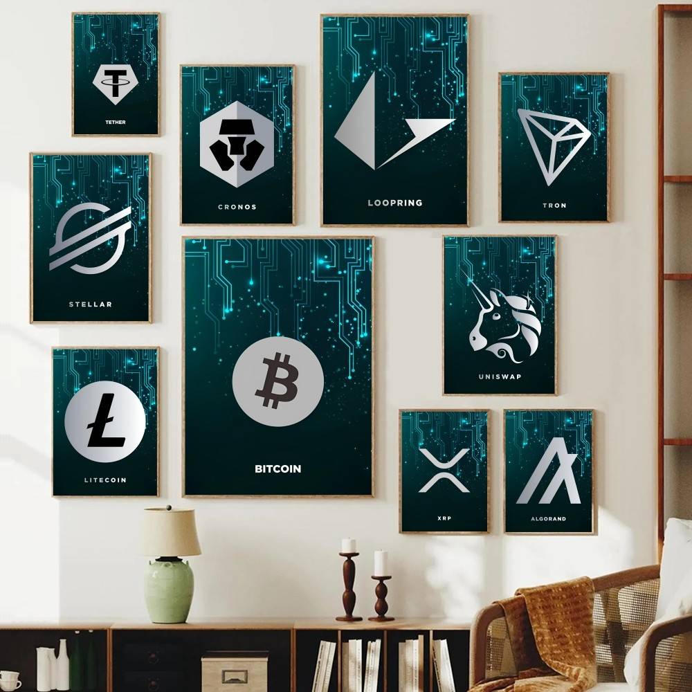Affiche de symboles crypto de  - Tech Office Wall avis et prix