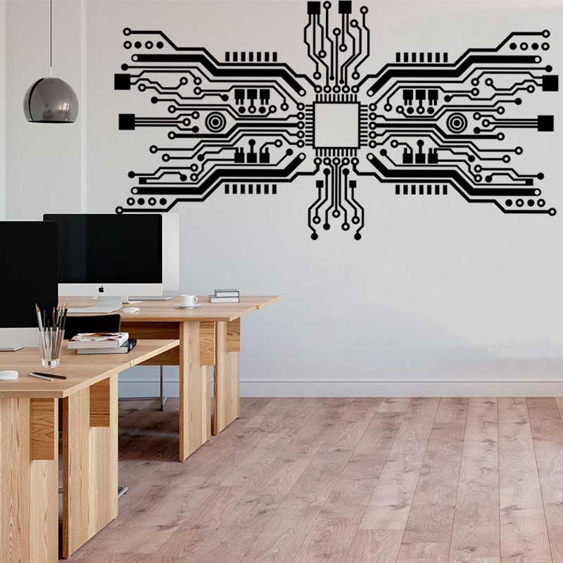 Autocollant mural de puce de c - Tech Office Wall avis et prix