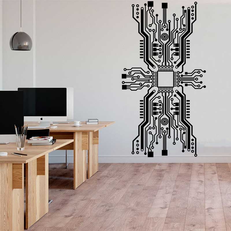 Autocollant mural de puce de c - Tech Office Wall avis et prix