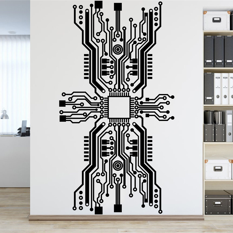 Autocollant mural de puce de c - Tech Office Wall avis et prix