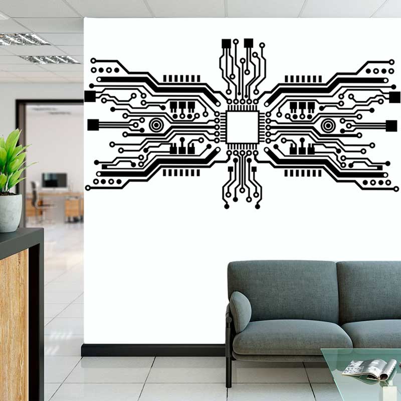 Autocollant mural de puce de c - Tech Office Wall avis et prix
